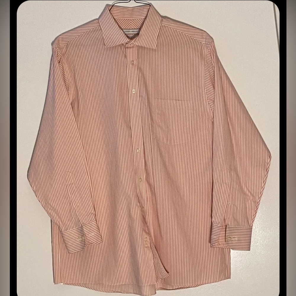 Joseph Abboud Men’s Pinstripe Shirt- salmon stripes Size 16 1/2” 32-33